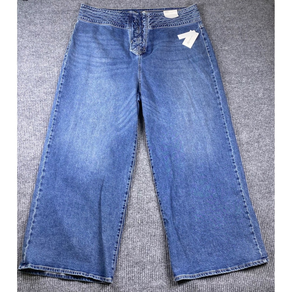 Jessica Simpson Marlin Lace Up Wide Leg Jeans Womens 24W Blue High Rise Retro